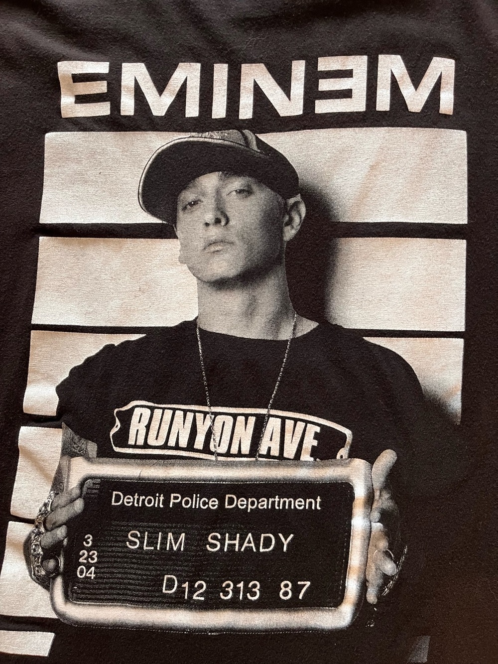 Bravado Black and White Eminem Slim Shady Mugshot Graphic Tee